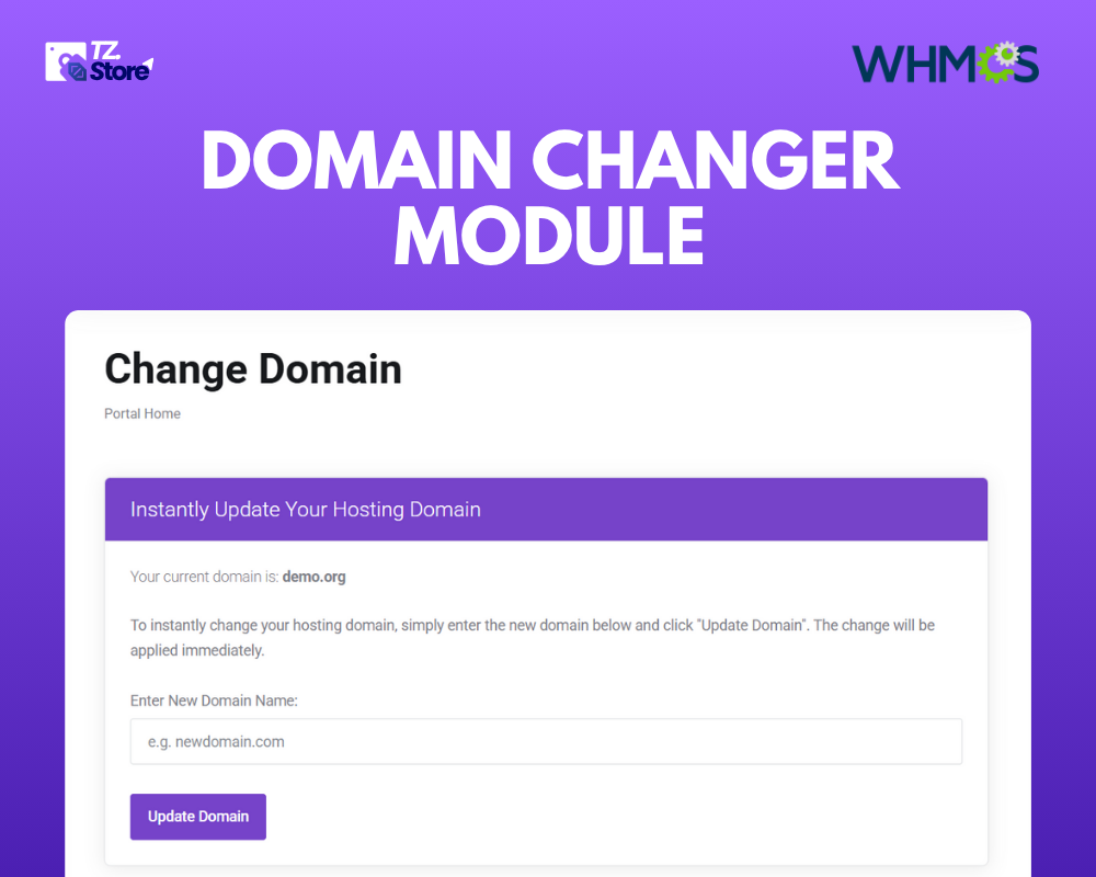 TZ Domain Changer Whmcs Module