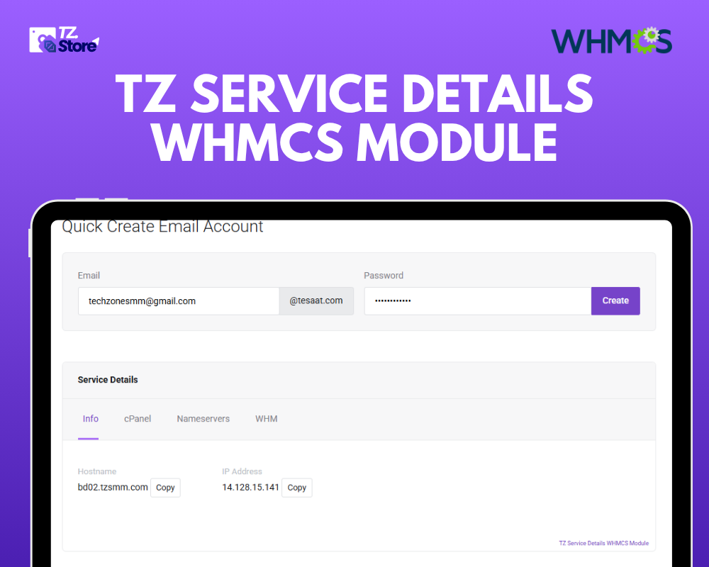 TZ Service Details WHMCS Module