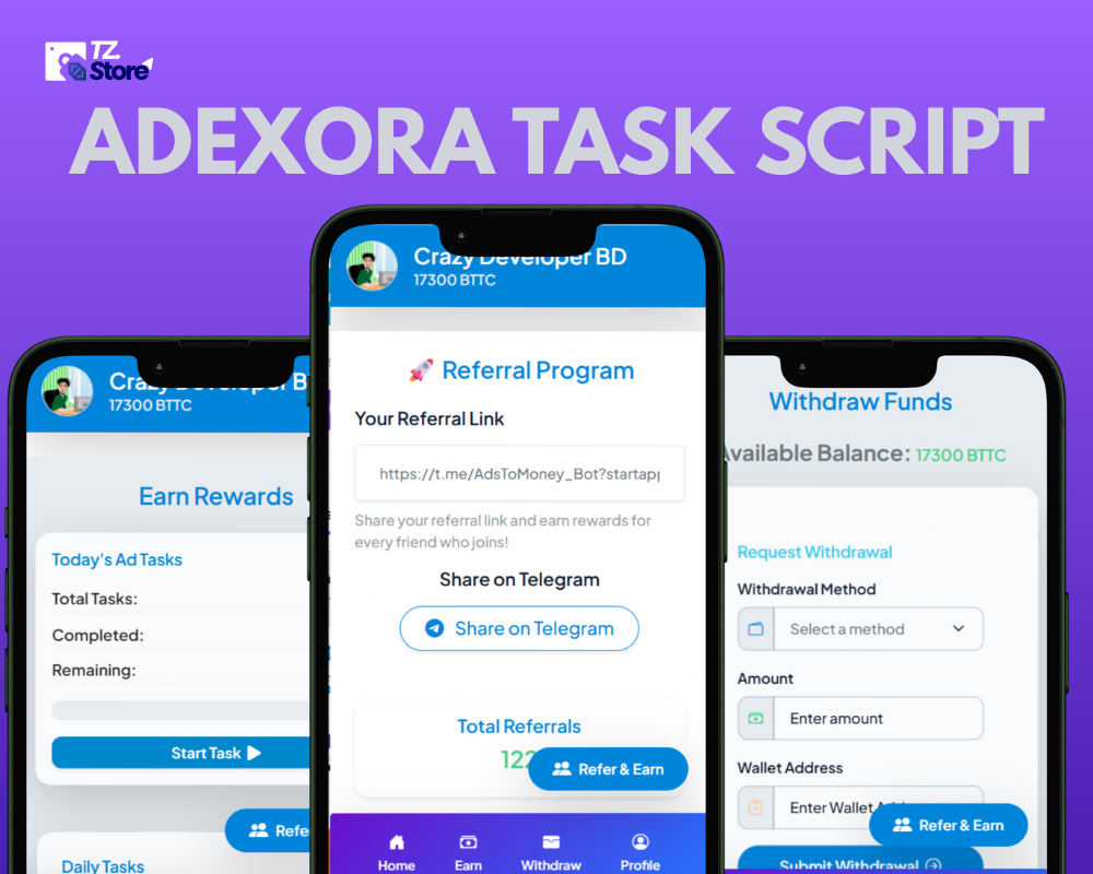 Adexora User Task Telegram Mini App