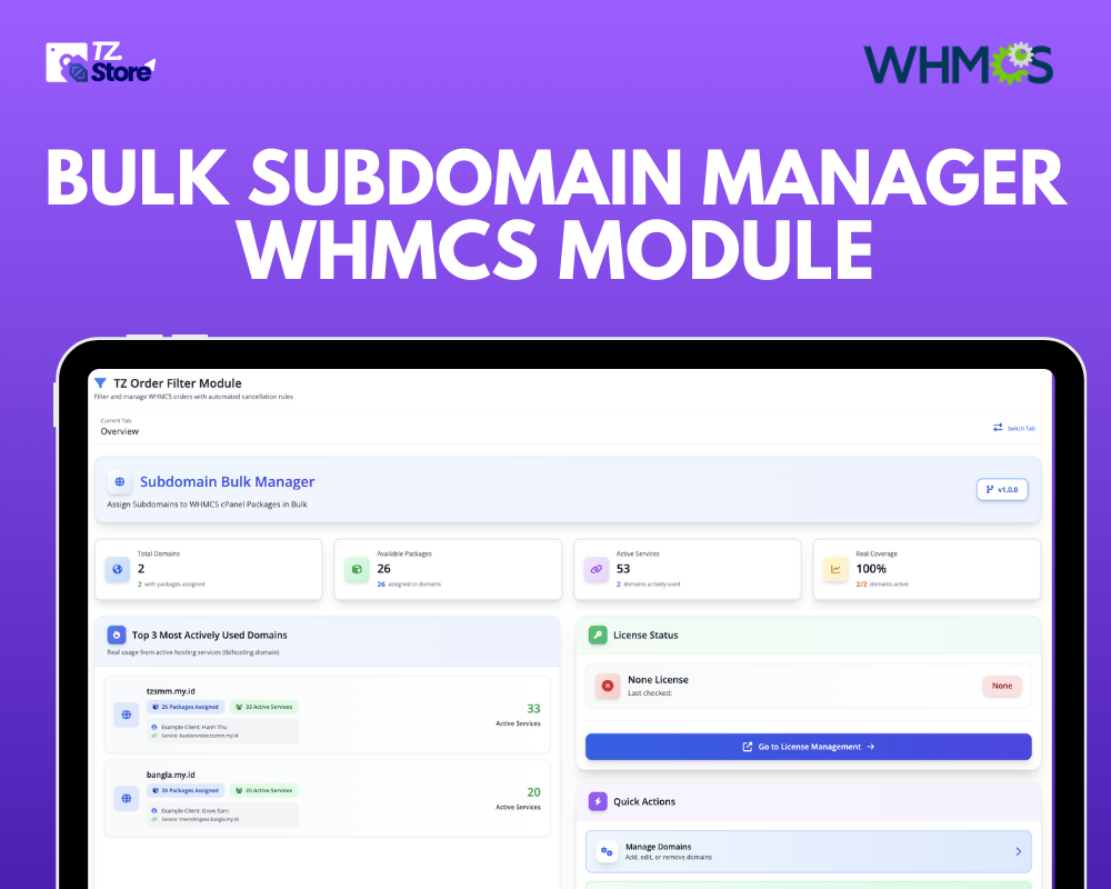 WHMCS Subdomain Bulk Manager Module