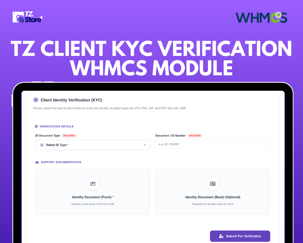 TZ Client KYC Verification Whmcs Module