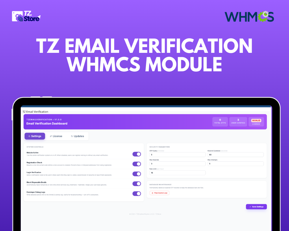 TZ Email Verification WHMCS Module