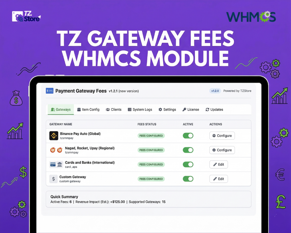 TZ Gateway Fees Whmcs Module